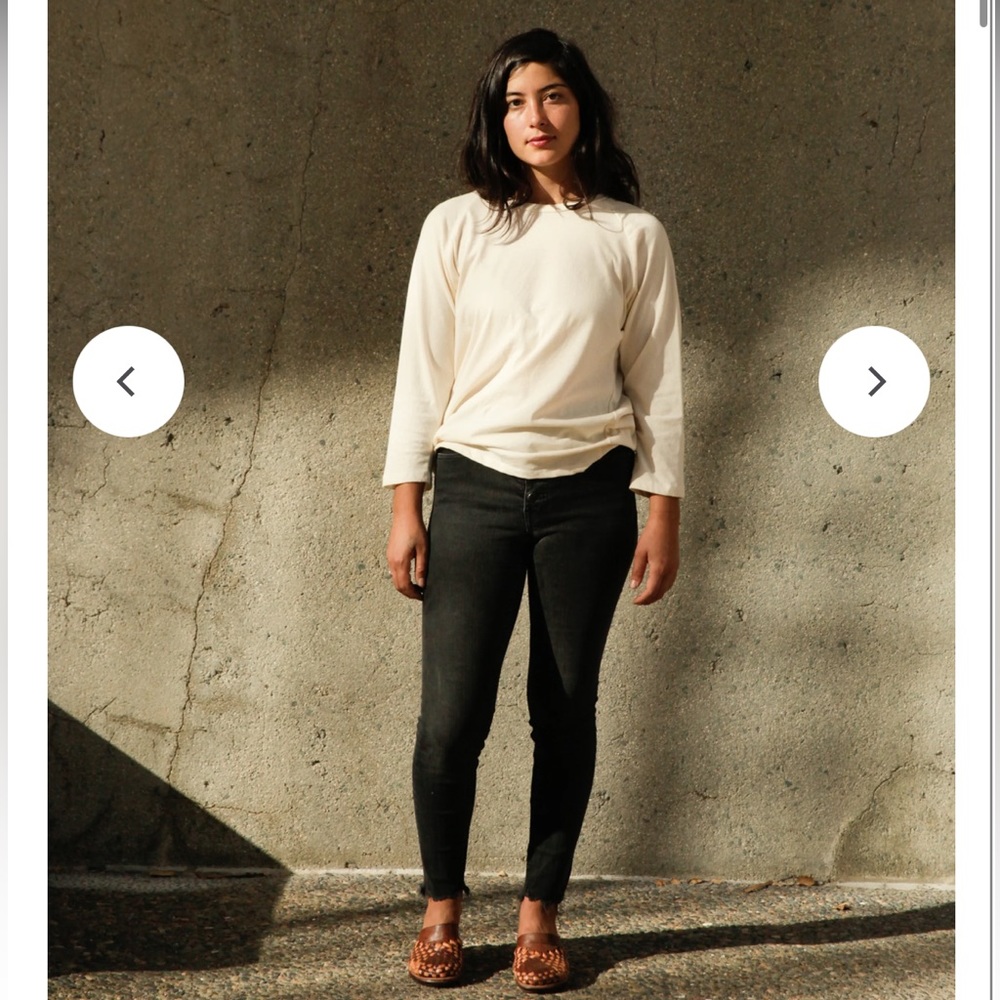 Harvest & Mill organic cotton raglan, size small.